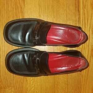 Gucci Black Leather Loafers with Red Interior